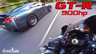 ВСТРЕТИЛ МЕЧТУ | Nissan GT-R (900hp) vs CBR1000RR (180hp)