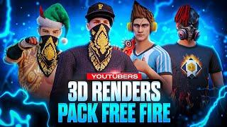 YOUTUBERS 3D RENDER PACK FREE FIRE || 100+ UNIQUE 3D RENDERS ||KARTIK GFX️