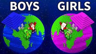 Mikey & JJ vs Girls Planet Survival Battle in Minecraft (Maizen)