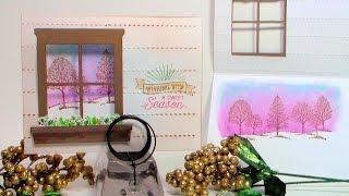 Quick blended Window Card with DIY Blending Tools & Prima Oil Pastels or Gelatos! STAMP SCHOOL!