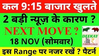 कल 9:15 बाजार खुलते Nifty Prediction For Tomorrow | Banknifty Monday 18 November Market Prediction