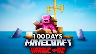 I Survived 100 Days Stranded At SEA on a RAFT in Minecraft Hardcore!!! Here's what happened...