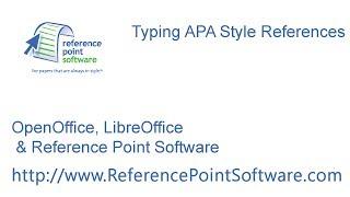 Typing APA Style references with OpenOffice or LibreOffice