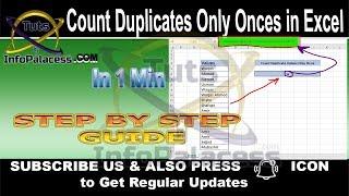 How to count Duplicate values only Once / How to Count Unique Values only in Excel