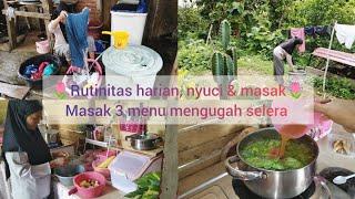 Rutinitas harian IRT || nyuci baju dan masak || sayur asem, goreng ikan asin, telur dadar