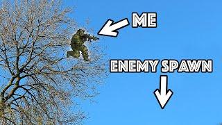 Pi£$ing off airsoft players from the TALLEST tree on the map 