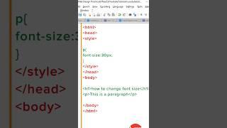 how to change font-size in html using #css