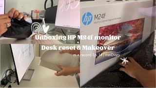 Unboxing HP M24f 23.8” + desk reset | aesthetic work from home setup | shopee finds | meidiary