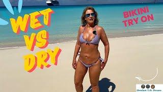 Wicked Weasel Sheer Transparent DRY vs WET Bikini Tryon Haul by Mature Woman Half Moon Cay Bahamas