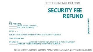 Application for Security Fee Refund from College - College Security Deposit Refund Letter