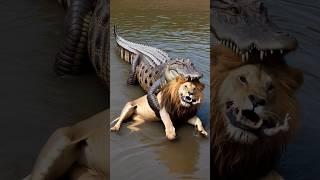 lion vs crocodile  fight for live #lion #crocodile #attack #fighting #wildlife #buffalo #forest