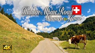 Driving the 'Hidden Alpine Road' between Saanen and Jaun in Switzerland 