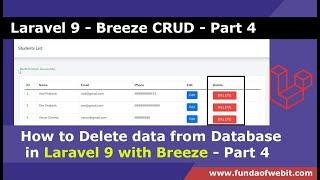 Laravel 9 Breeze CRUD 4: How to delete data from database in Laravel 9 Breeze