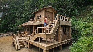 FULL VIDEO: 45 Days Building Two-Story Bamboo House - Living With Nature