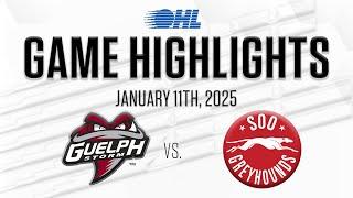 OHL Highlights: Guelph Storm @ Sault Ste. Marie Greyhounds Jan. 11, 2025