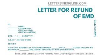 Letter for Refund of EMD - Letter for Refund of EMD Amount | Letters in English