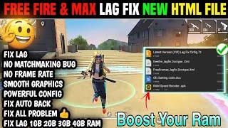 FREE FIRE LAG FIX 1GB RAM | FIX LAG IN FF | FREE FIRE NEW UPDATES LAG FIX HTML CONFIG 60FPS