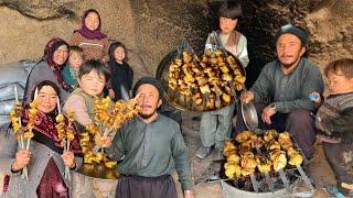 Twin Family Cooking Kabab in a Cave / Village life in Afghanistan #cooking #afghanvillage