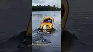 8’ Disney boat with a 25hp 2 stroke and a 70lb driver takes off a lot like a jetski lol