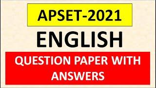 APSET 2021 ENGLISH QUESTION PAPER WITH ANSWERS | AP SET 2021 ENGLISH KEY | SOLUTIONS | BY ENGRALIT |