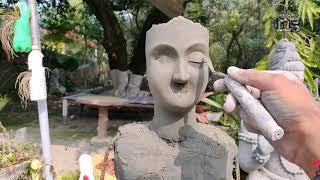 sculpting lord Buddha statue/ how to make Buddha face / buddha face/cement work/ by Mohit sharma