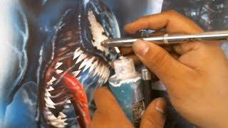 Airbrush Live Tips #13 VENOM Stencil Demonstration