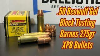 .50 Beowulf Ballistic Gel Block Testing the Barnes 275gr XPB All Copper Bullet.  50cal