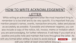 Acknowledgement letter features, format #businessletter #digitallearning #formal #communication