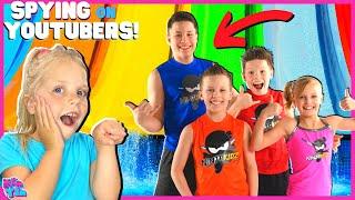 SPYING ON FAMOUS YOUTUBERS! Secret YouTube Waterpark (Ninja Kidz, Trinity and Beyond, and MORE!)