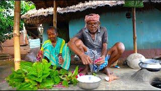 DATA FISH CURRY | collecting & eating farm fresh data with bata fish curry by grandfather & granny