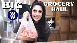 HUGE GROCERY HAUL FROM 3 STORES!! WEIGHT WATCHERS POINTS INCLUDED - NEW FOOD FINDS!