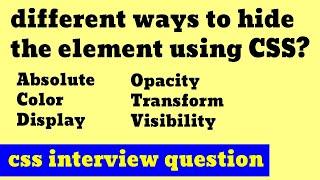Different ways to hide elements using CSS | how to hide element using CSS