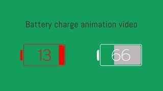 Battery charge animation video | green screen