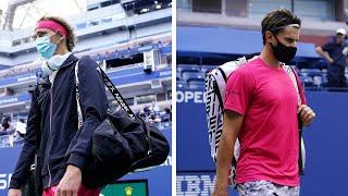 Alexander Zverev and Dominic Thiem walk onto Arthur Ashe for the US Open 2020 Final