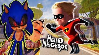 Sonic.exe VS Incredibles Dash | Hello Neighbor Mod