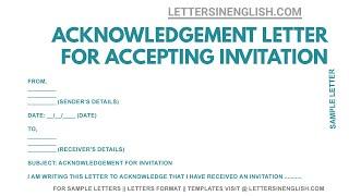 How To Write Acknowledgement Letter for Accepting the Invitation | Letters in English