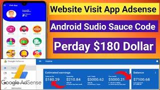 Website Visit App Source Code Free।। adsense Earn Perday $180 Dollar।। Android Sudio Sauce Code