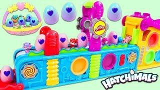 Making Hatchimals Surprise Eggs with Magic Play Doh Mega Fun Factory Playset!