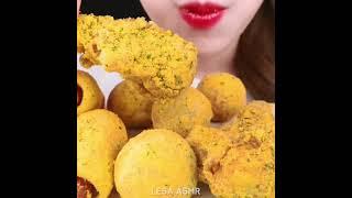 LESA ASMR 레사 She's eating fried chicken, cheese balls, and corn dogs