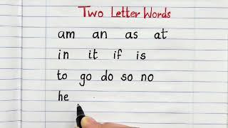 Write two letter words in English, 2 letter words A to Z, English 2 letters word, Learn simple words