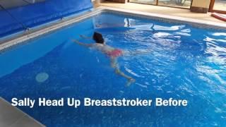 Swimming Without Stress: Sally Head Up Breaststroker Before and After 2 Lessons