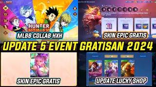 BOCORAN 5 EVENT GRATISAN MOBILE LEGENDS 2024! LUCKY SHOP UPDATE,MLBB COLLAB X HUNTER SKIN GRATIS