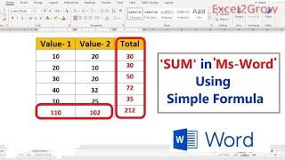 How to  sum in ms Word Using Simple Formula | Auto  Sum in MS Word