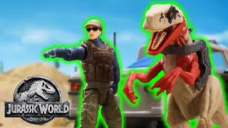 Dino Trackers Rescue Civilians from Hungry Dinos  | Jurassic World | Mattel Action!