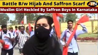 Hijab Row: Video Shows Muslim Girl In Hijab Threatend By Students Wearing Saffron Scarf