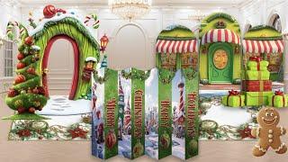 Design and Print Large Format Backdrops Floor Wraps Arches Grinchy Theme Holiday Party