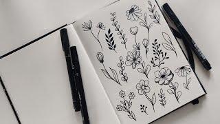 Flower Doodles || Mini Floral Doodles || Doodle for Beginners | Draw with Me Step-by-Step