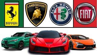 Famous Models Of ITALIAN CARS (FERRARI, LAMBORGHINI, ALFA ROMEO And FIAT.)