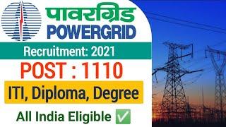 Powergrid Apprentice Vacancy 2021| Powergrid Recruitment 2021| pgcil apprentice recruitment 2021|