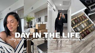 vlog: cutting my hair short! new kitchen table, home organizing + amazon haul